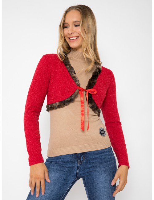 Kötött Rövid Kardigán - Piros Kötött Rövid Kardigán - Piros